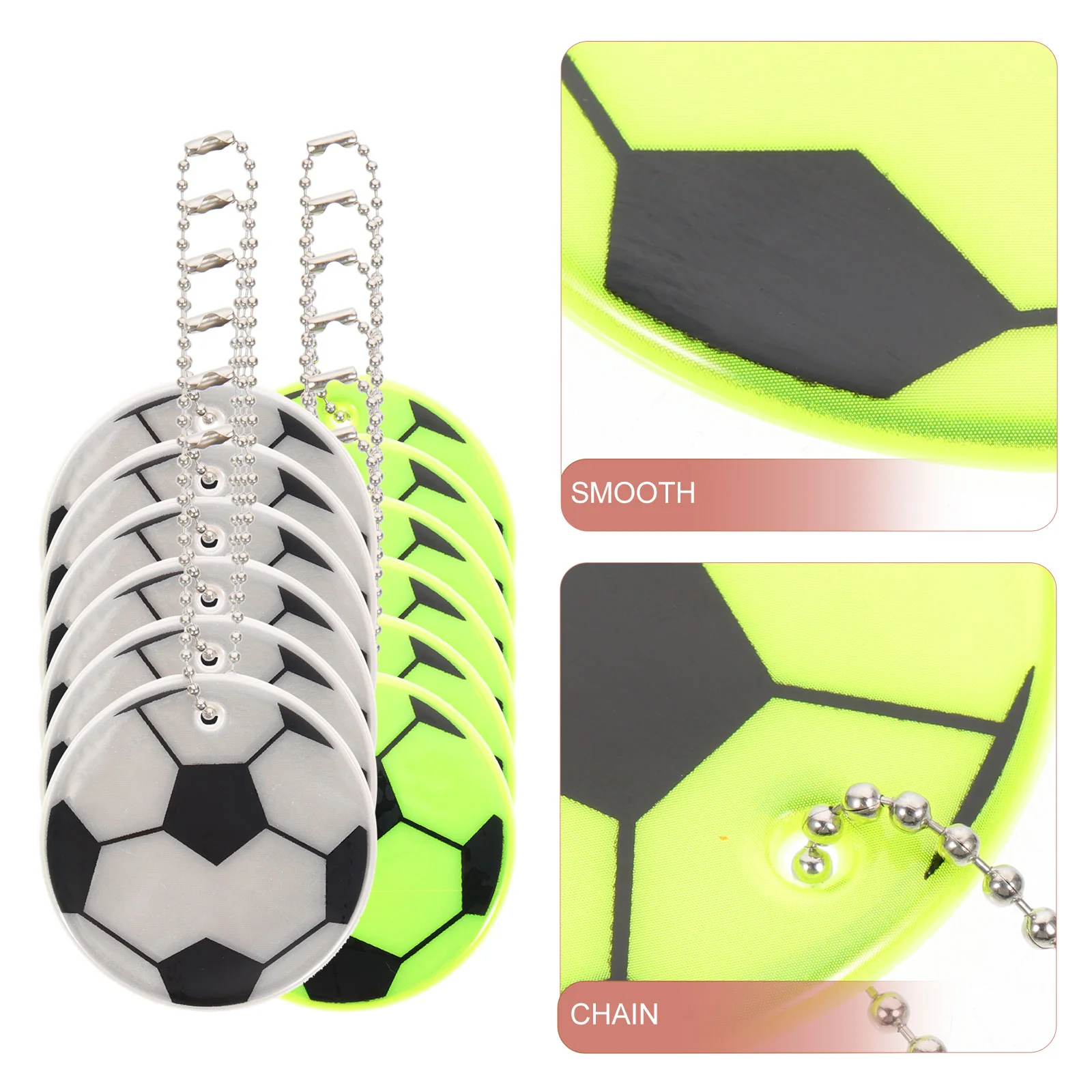 12 Pcs Key Chain Football Reflective Pendant Child Sports Pvc High Visibility Tags Backpack Hanging Decor Pendants