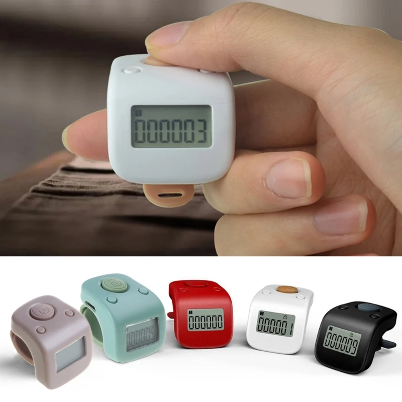 Mini Rechargeable Digital LCD Finger Ring Tally Counters 6 Digit Counter Buddha Beads Prayer Clicker 6 Channel Counting M4YD