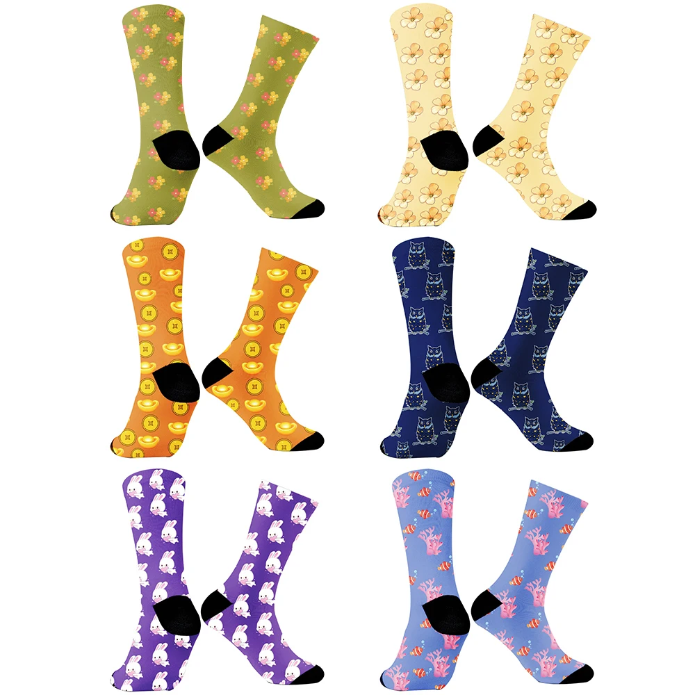 Fashion Cute Cartoon Socks 2024 New Harajuku Hip-Hop Animal Print Cotton Socks