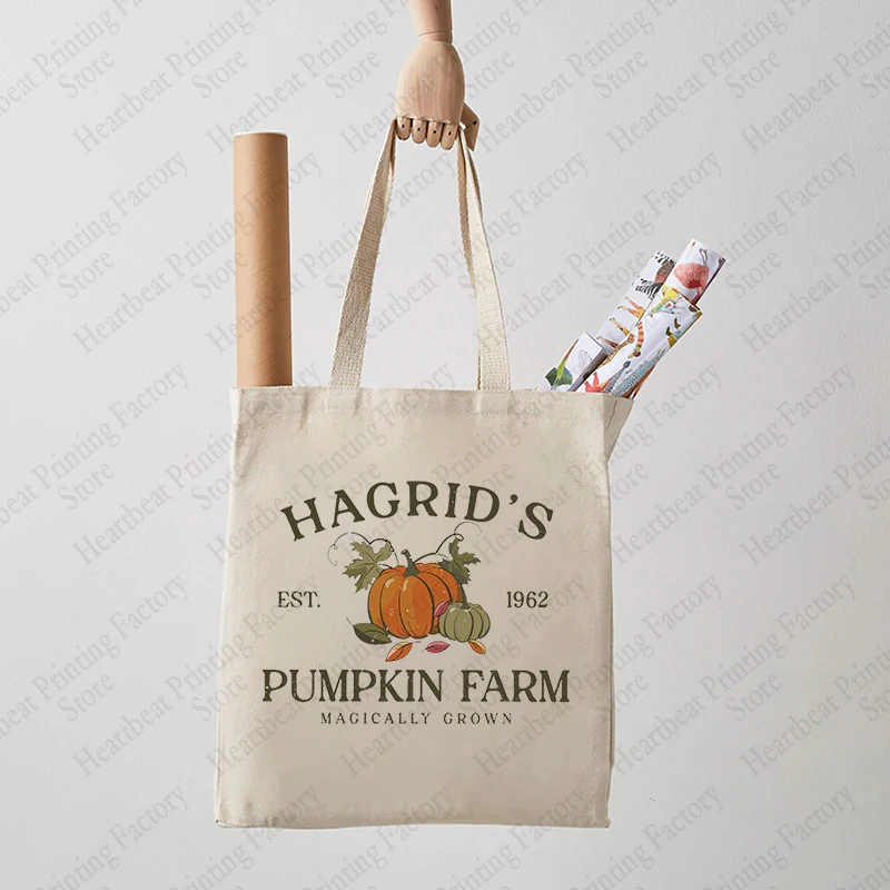 Hagrid Pumpkin Patch Pattern Tote Bag borse a tracolla in tela per Halloween divertente per il suo pendolarismo borse per la spesa riutilizzabili da