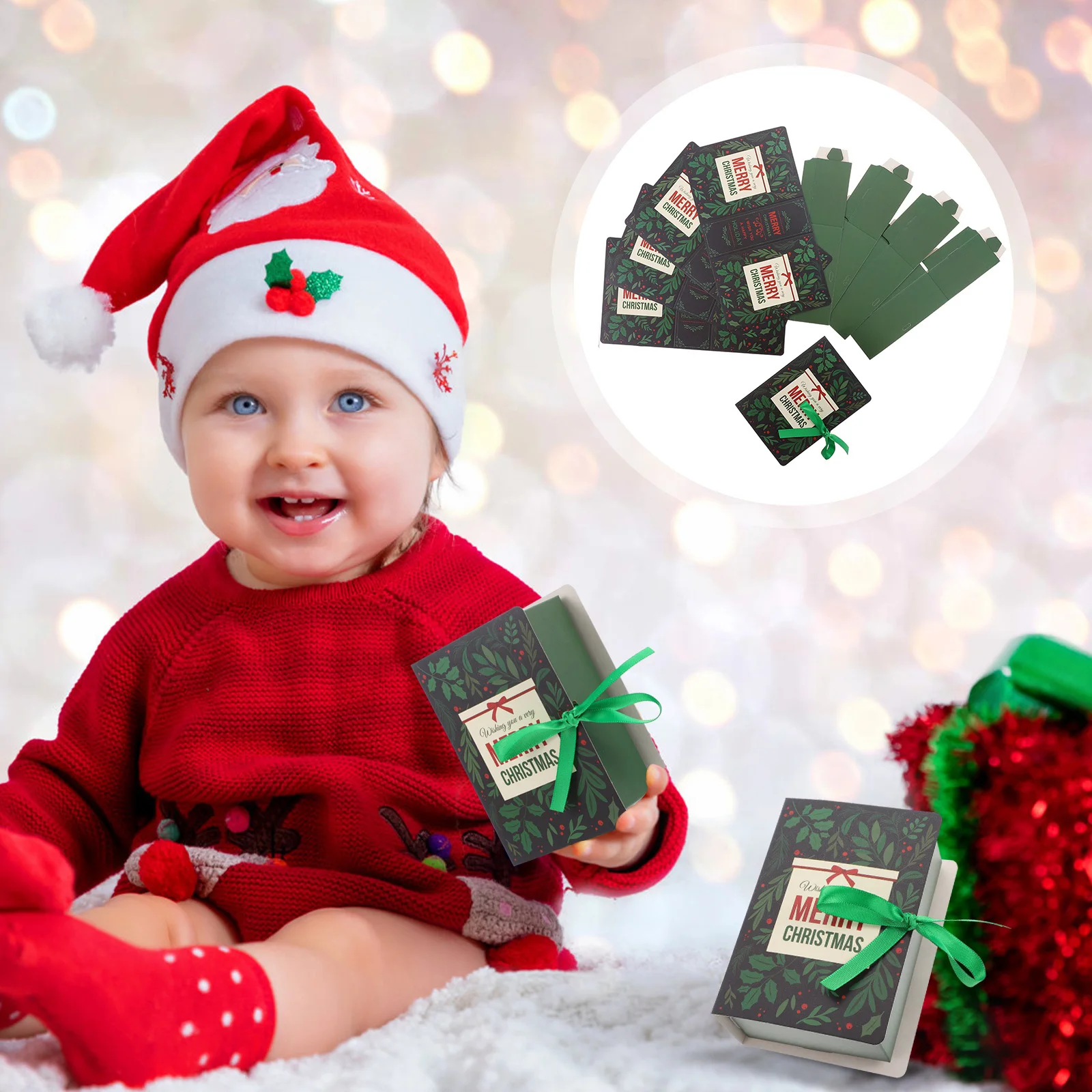 5 قطع من علب الحلوى الورقية على شكل كتاب، صناديق هدايا عيد الميلاد، حاويات علاج عيد الميلاد الإبداعية، صندوق على شكل كتاب، حاوية حلوى عيد الميلاد #4