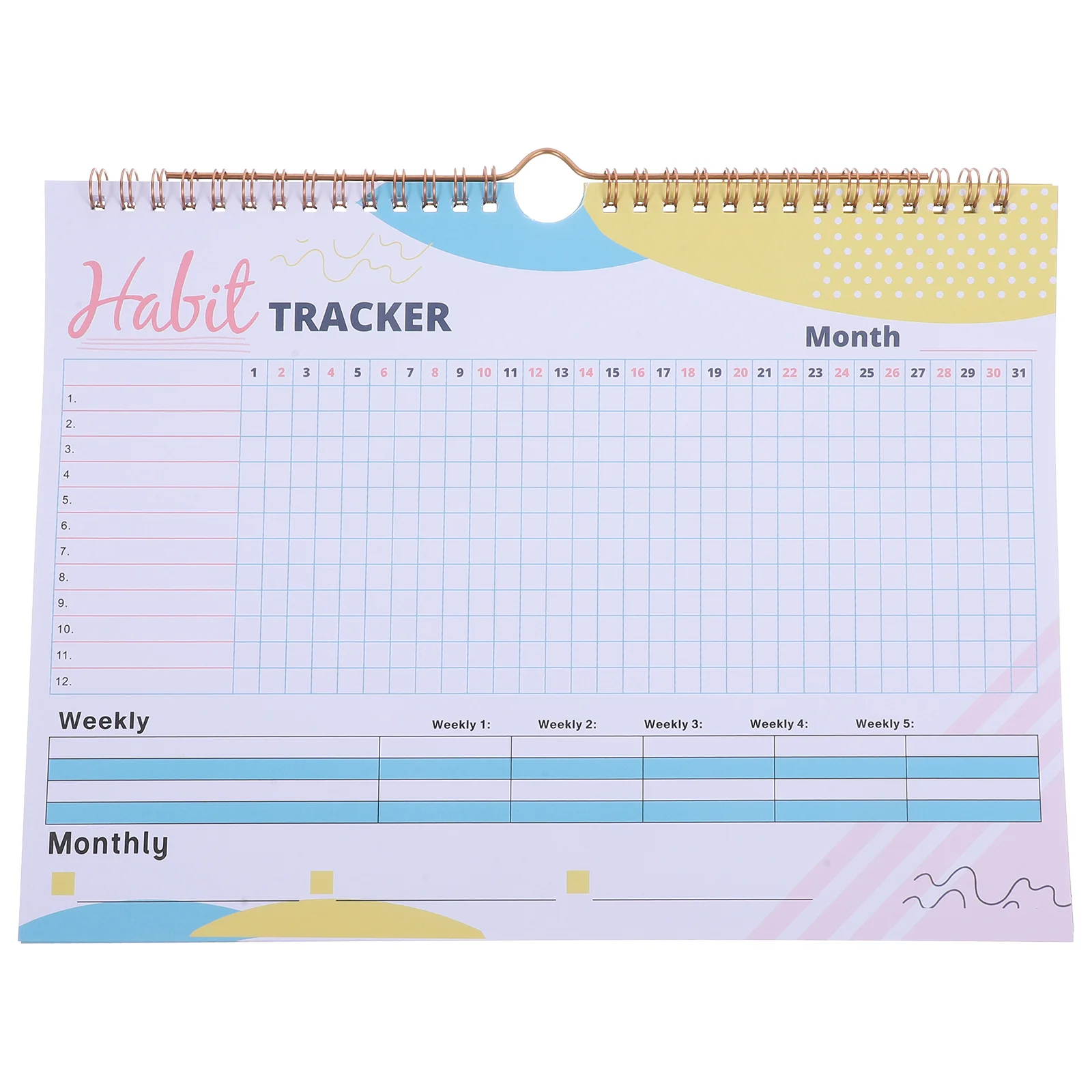 Tracking Device Simple Light Yellow and White Calendar Habit Tracker Paper Journal