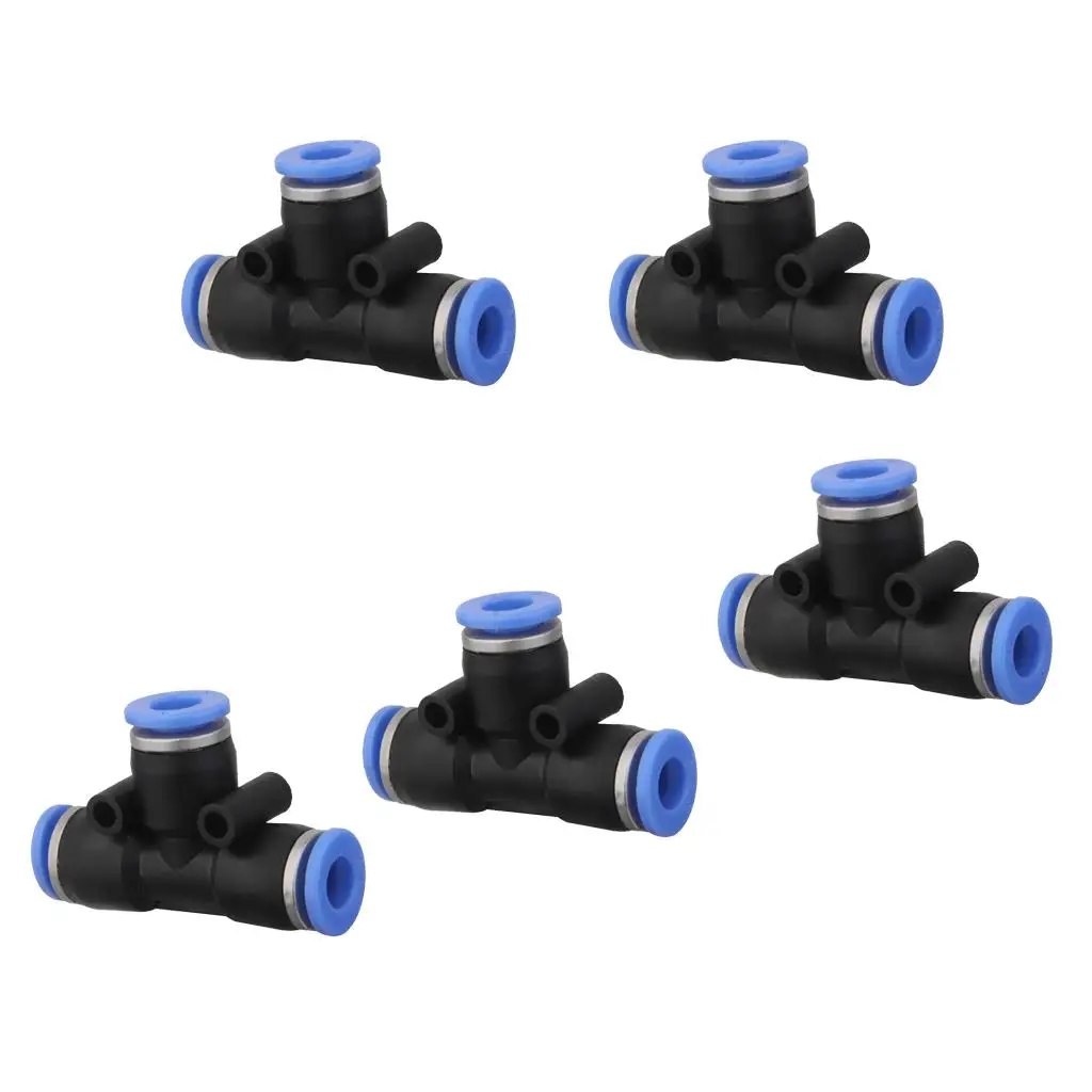 

5 Pcs Air Pneumatic Tee Adapters Connectors Fittings 6mm to 6mm