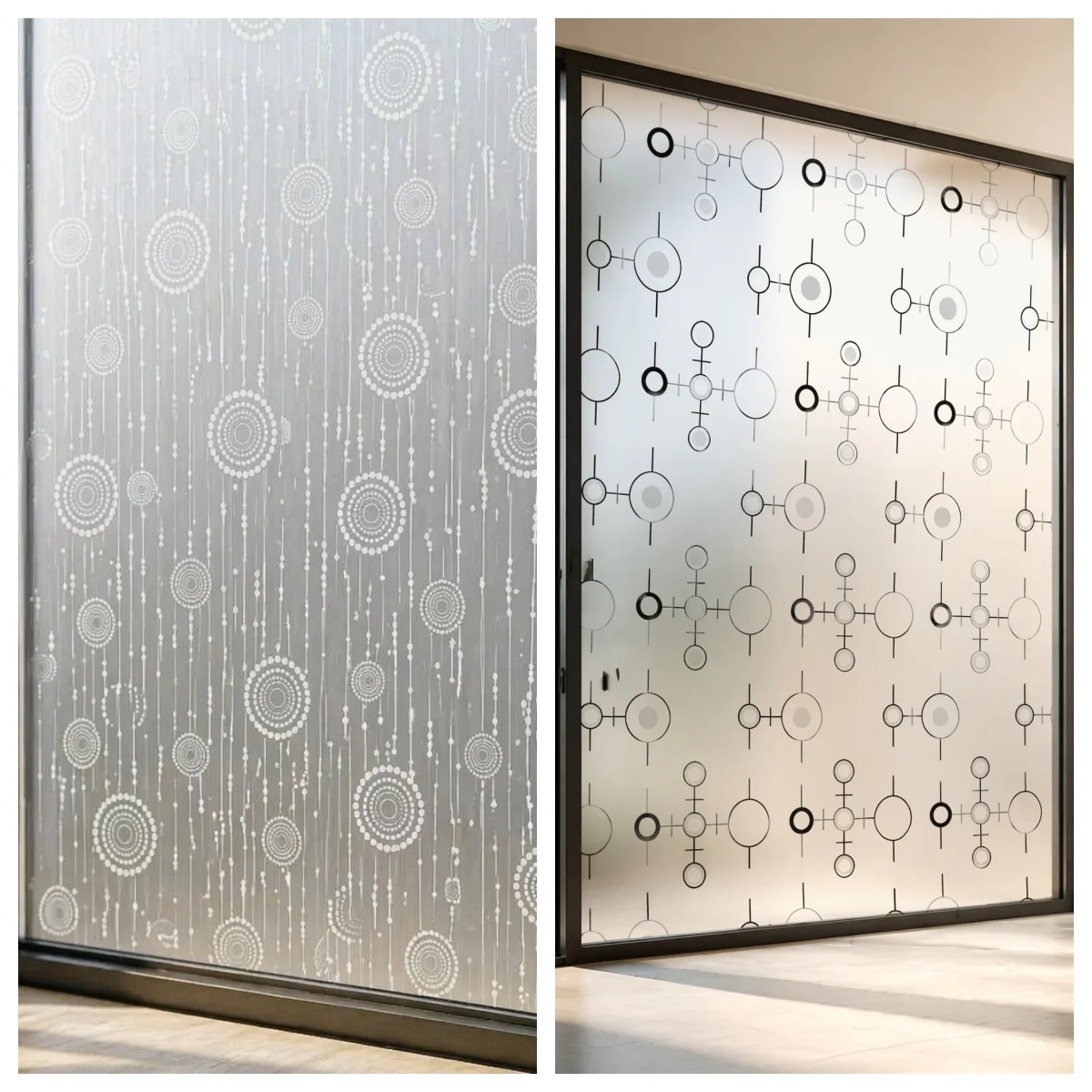Molecular Line Pattern Self-Adhesive Frosted Vertical Dot Circle Self-Adhesive Frosted Window Film Privacy Light Filter Glass