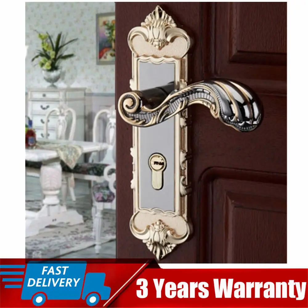 Euro Antique Security Entry Lever Door Lock Set Dual Knob Handle Lockset W/ Keys Door Handles for Interior Doors