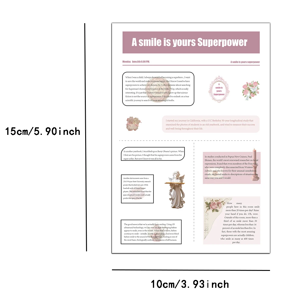 8PCS Vintage Newspaper Selection Series Creative Stickers DIY Box Graffiti Stickers Wholesale