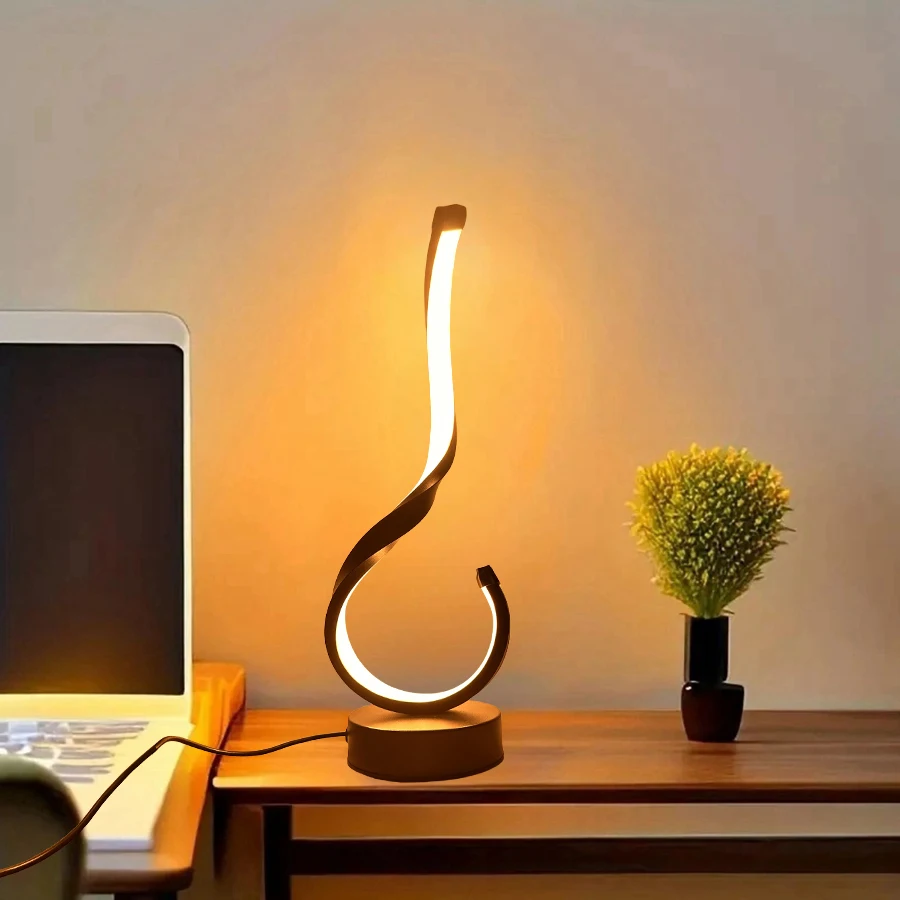 

1PC Compact Modern Ironwork USB Three-color Dimming Desktop Decorative Lamp