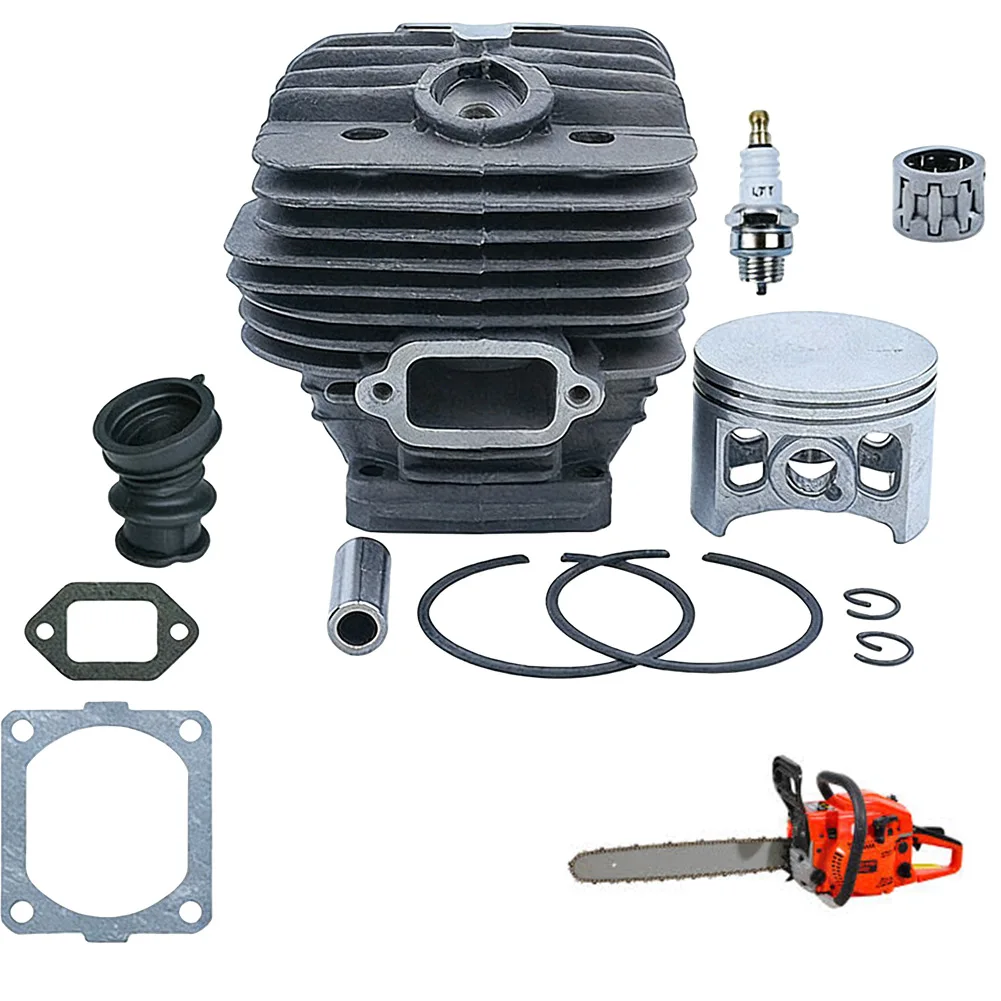 1Pcs 44MM Cylinder Assembly With For Piston Gasket Valve For 350 346 351 353 Chainsaw Engine Motor Spare Parts Garden Tool