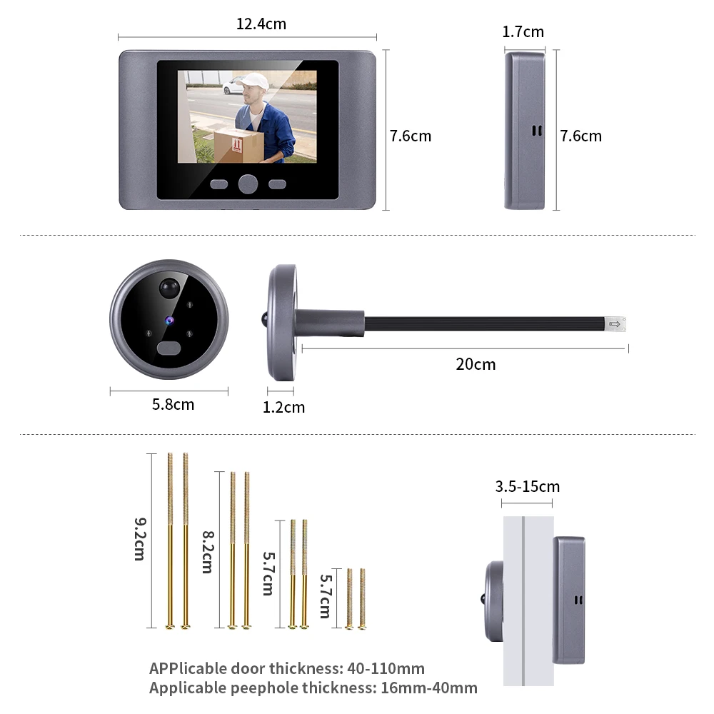 Imagem -06 - Segurança Casa Campainhas sem Fio Porta Digital Peephole com 28 Tela Anel Sino Vídeo 480p