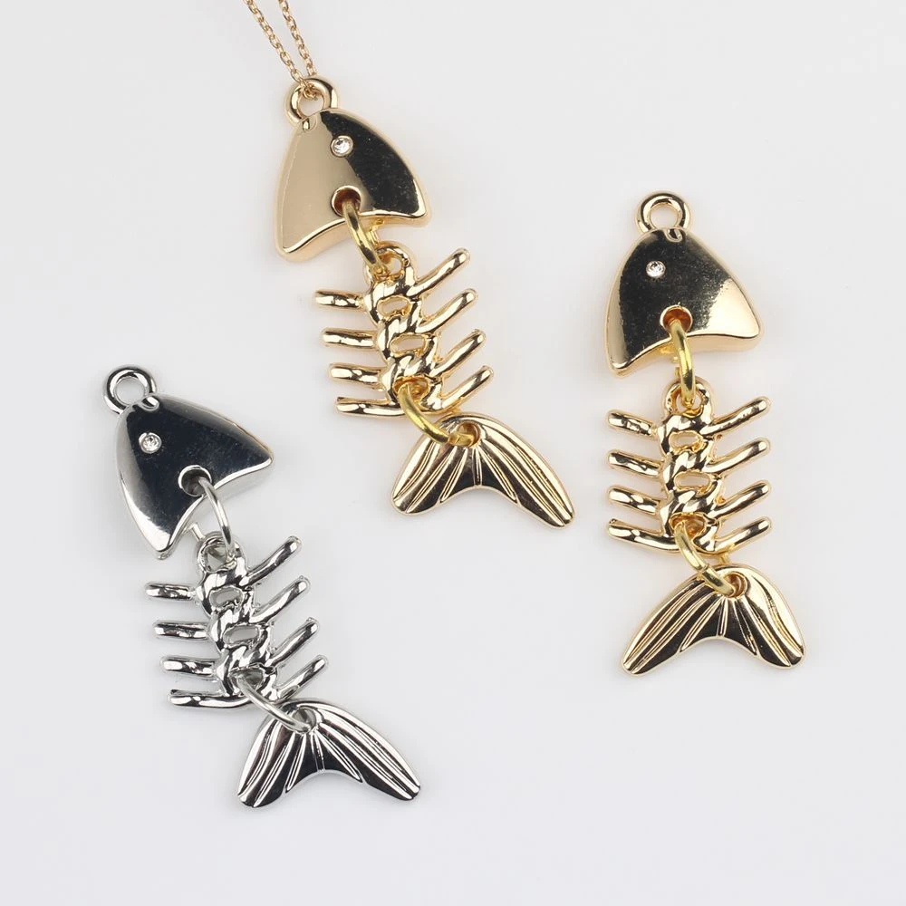 2pcs Cute Fish Bones Shape Pendant DIY Handmade Jewelry Making Accessories Earrings Necklace Bracelet Ornament Fashion Gifts