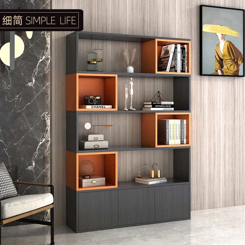 

Solid wood children's bookshelf floor-to-ceiling bookcase integrated against the wall Bogu shelf light luxury storage rack liv