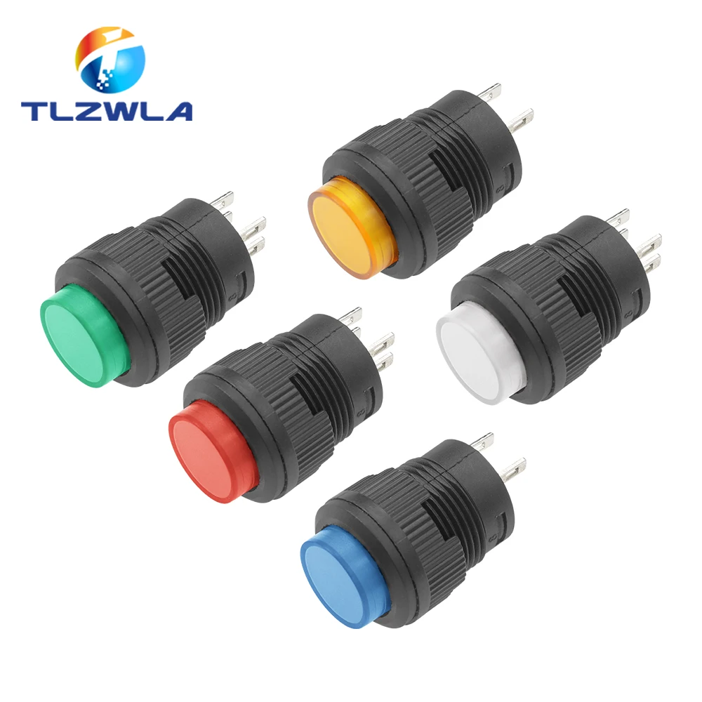 5PCS R16 Przycisk wyłącznika zasilania R16-503 Niebieski Żółty Biały LED R16-503B R16-503A Przycisk zatrzaskowy 2P 4P Samoblokujący Bez resetowania blokady — zdjęcie 3