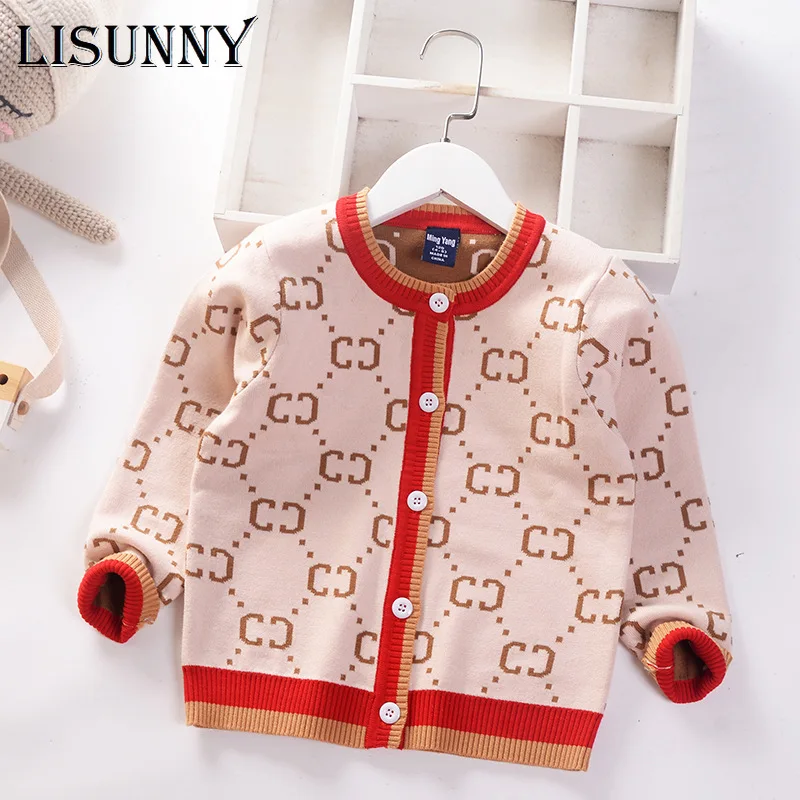 Girls Cardigan Sweater 2024 Autumn European American Style O-Neck Kids Sweater Toddler Coat Children Jacket Baby Clothes 2T-7T