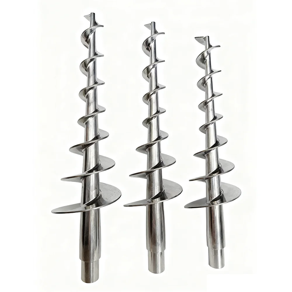 Custom Stainless Steel Small Long Auger Screw Earth Auger Solid Machining Oem Spiral Augers Double Flight Auger