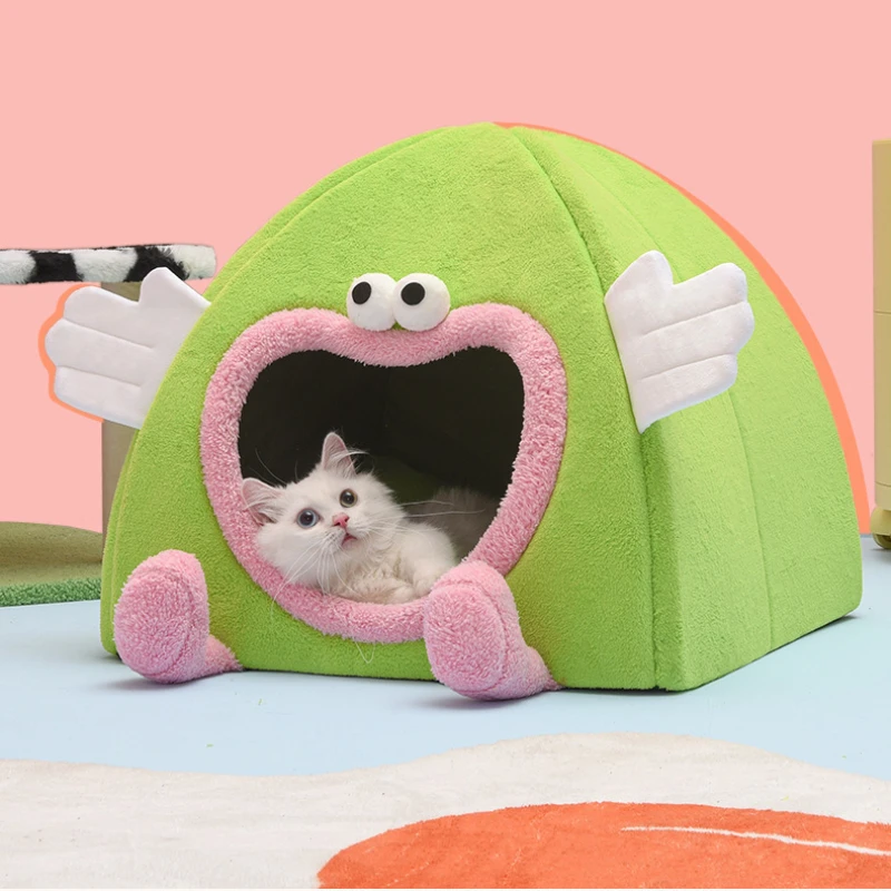 Casa para gatos de yurta de doble uso, casa para perros pequeños y medianos, casa para perros de peluche, cuatro estaciones, Invierno