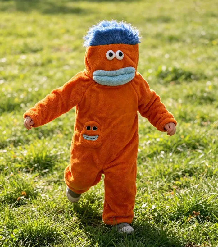 Kinder Großmaul-Monster Onesie Pyjama Flanell Fleece Cartoon Tierkostüm Kinder Warmer Kapuzen-Jumpsuit Schlafanzug Hausanzug – Detail 3