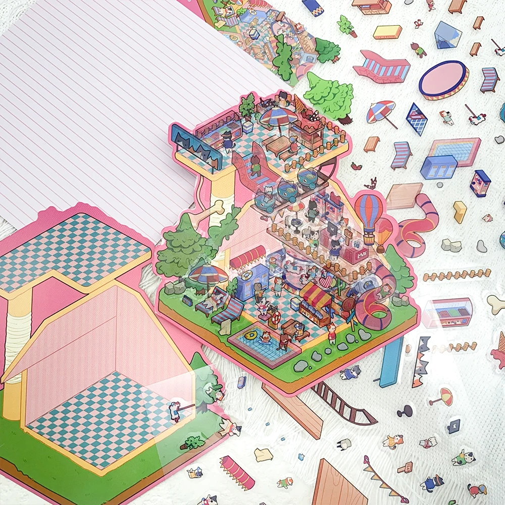 

3 шт. кошки и собаки рай миниатюрная сцена 3D наклейки для ландшафтного дизайна DIY сценирование и наклейка ручной учет наклейки для домашних животных