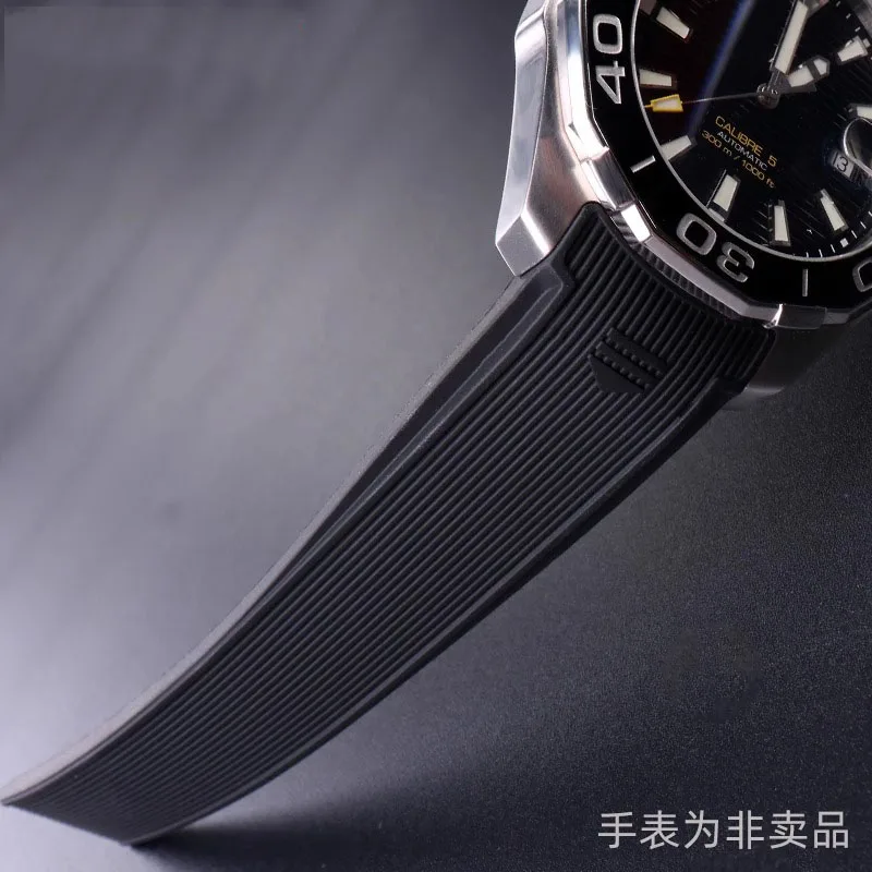 High quality Rubber Silicone Watch Strap 22mm For Tag Heuer CARRERA AQUARACER Series Watch Black Blue Watch strap accessories