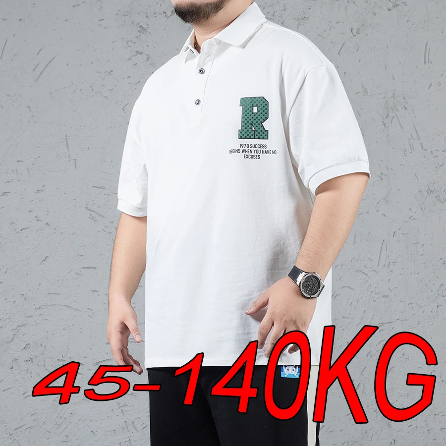 

Short-sleeved Polo Shirt Men's Large Size M-8XL Summer Pure Cotton Loose Fat T-shirt Plus Fat Plus Lapel Paul Shirt