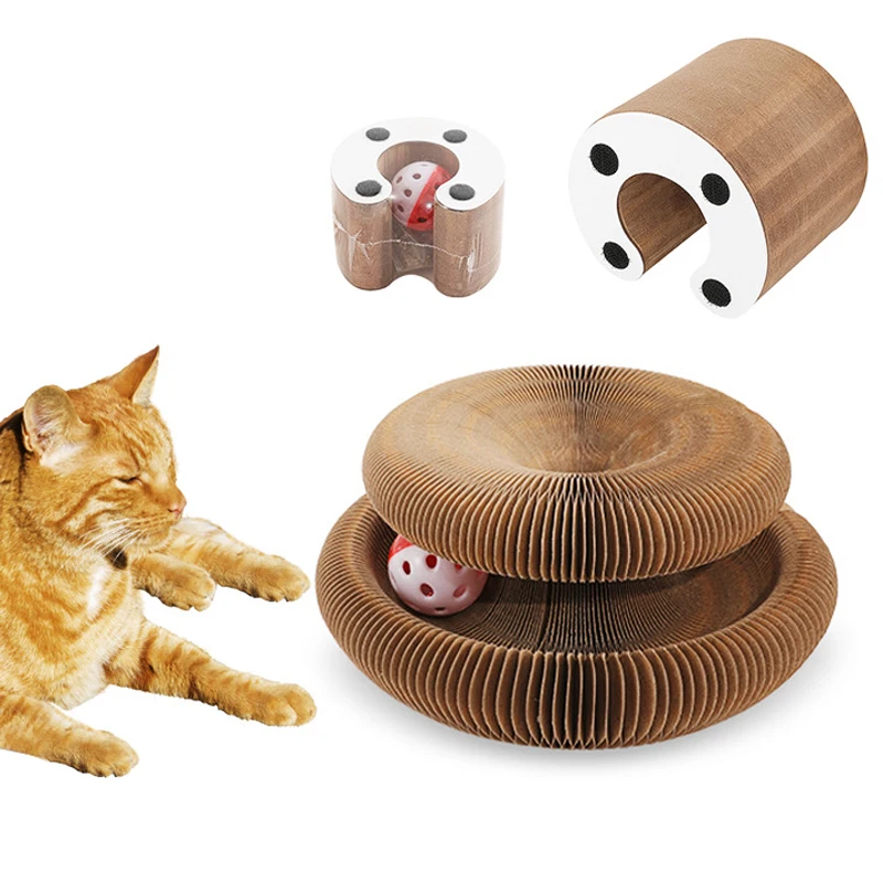 

Paper Magic Organ Cat Scratching Board Cat Toys With Bell Grinding Claw Cats Climbing Frame Magic Organ Kitty Play Scratch Toy