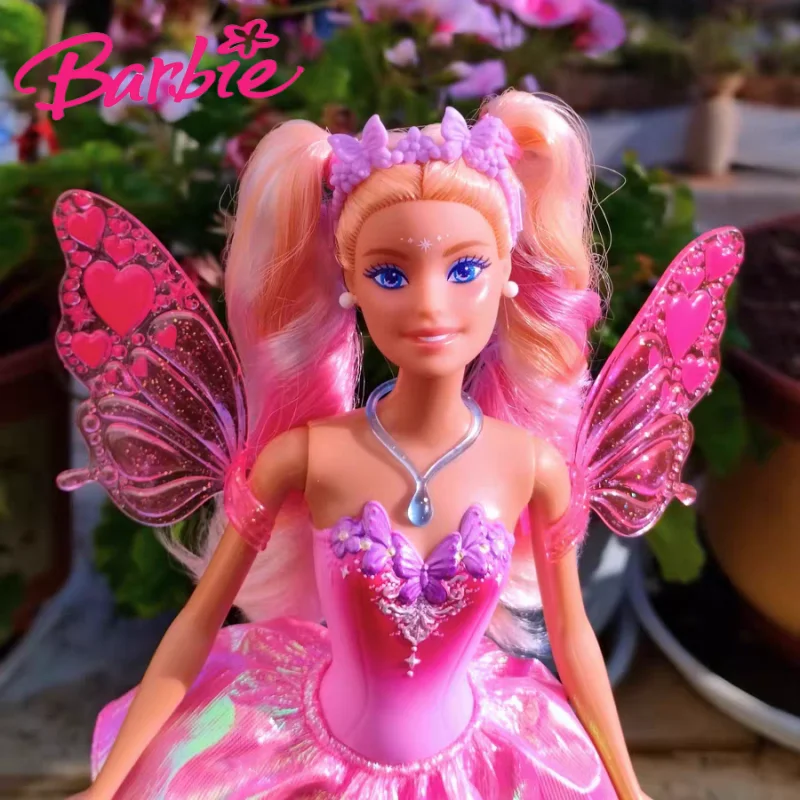 

New Barbie Princess Doll Color Changing Dream Butterfly Fairy Toy Birthday Gift For Girls Cute Puppe Dolls Collectible Figures