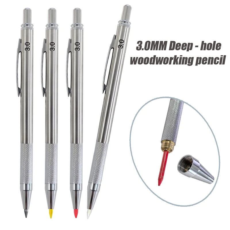 3.0mm Metal Mechanical Pencil Non-Slip Pencil Deep-Hole Marker Pencil School Office Writing Erasable Stationery