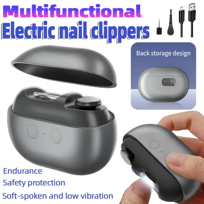 

Automatic Fingernail Cutter Electric Nail Polisher Manicure Nail Trimmer Rechargeable LED Light Storage Portable Nail Clipper