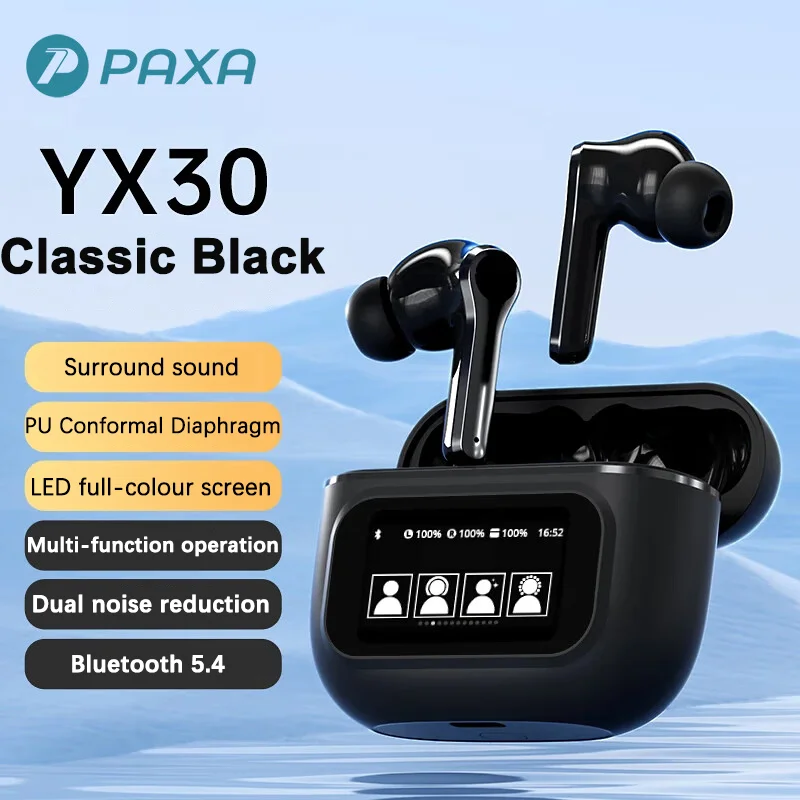 

PAXA YX30 Wireless Bluetooth 5.4 Earphones Long Lasting battery life Headphones ANC+ENC Dual Noise Reduction Earbuds With mic