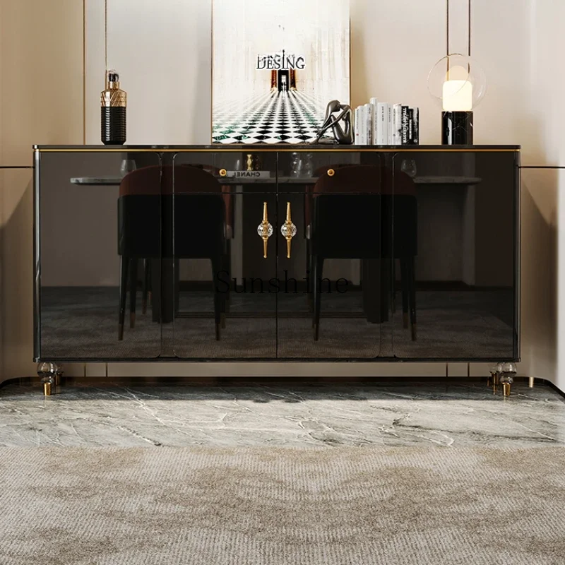 Italian side cabinet, living room simple tea cabinet integrated against the wall black locker