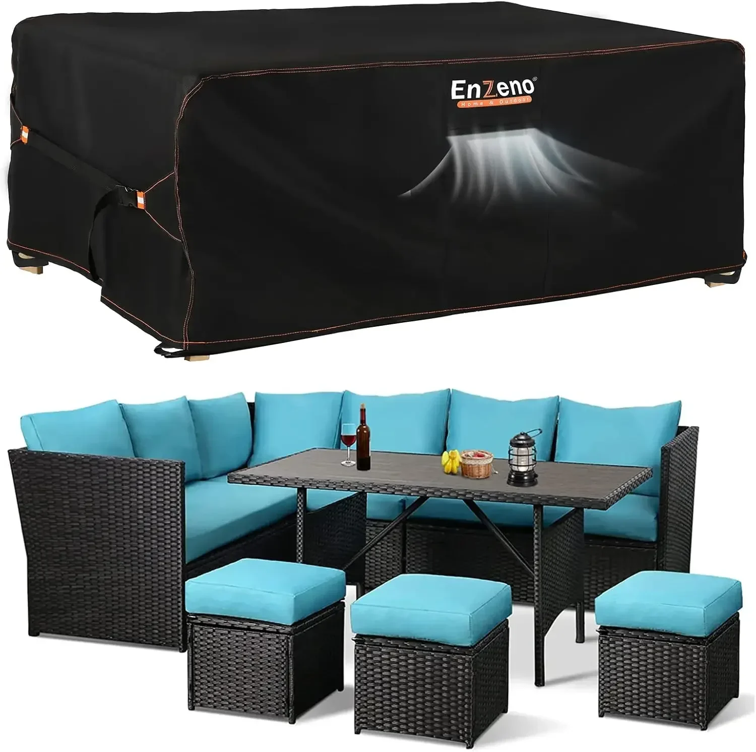 Patio Furniture Set Cover, Outdoor Sectional Sofa Couch Set Covers Waterproof, Garden Dining Table Chair Set Cover