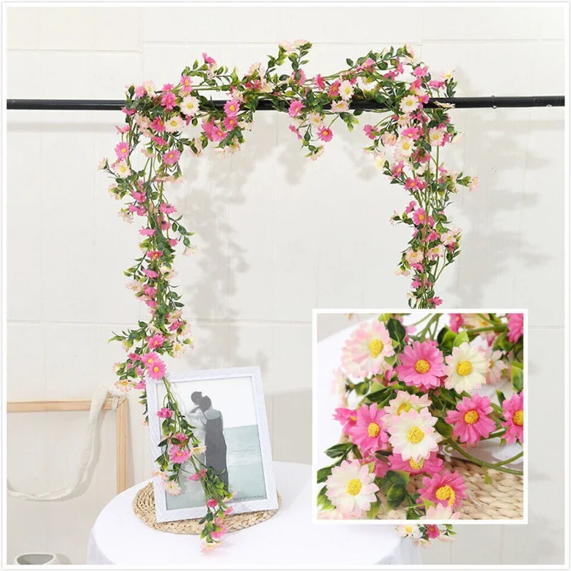 

1PCS Simulation Sunflower Daisy Vine Living Room Winding Indoor Decoration Blocking Fake Flowers Rattan175cm