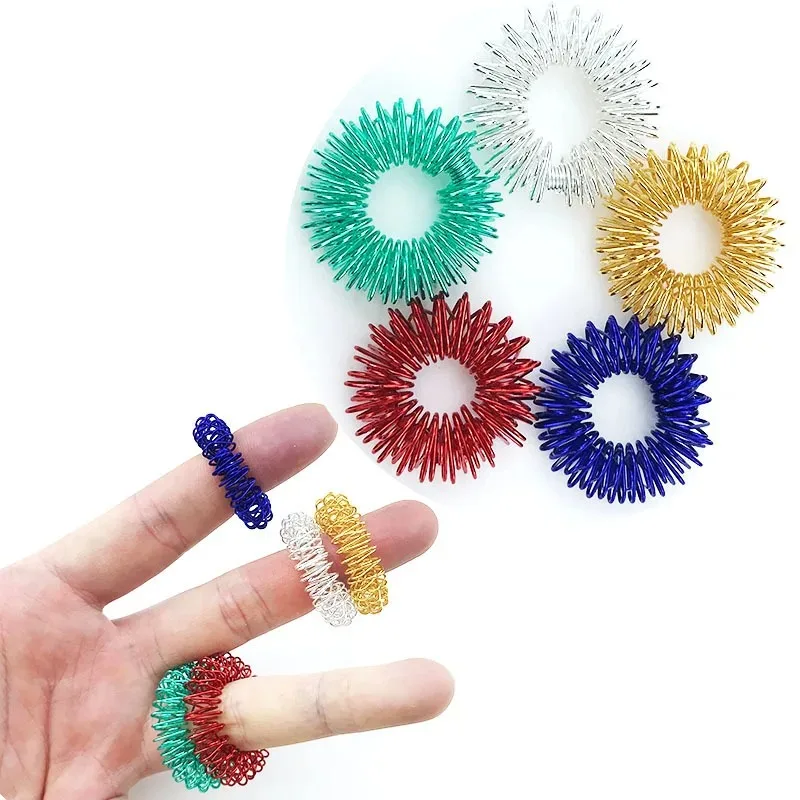 5pcs/set Finger Massage Ring Acupuncture Ring Health Care Massager Relax Hand Massage Tool Colourful Mini Spring Dropshipping