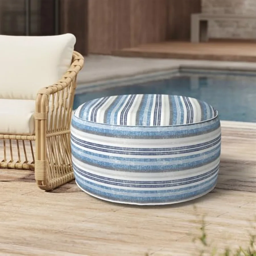 Outdoor Inflatable Stool Ottoman, All Weather Portable Footrest Stool, Furniture Stool Ottomans for Home Garden Beach, D31"xH14