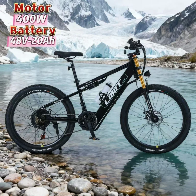 

26-inch fashionable E-Bike, 48V20ah long-life battery, double disc brake electric bicycle, 400W motor adult electric moped