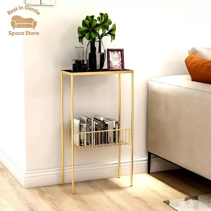 Simple sofa side table removable corner rack living room rock slab creative small coffee table light luxury small table