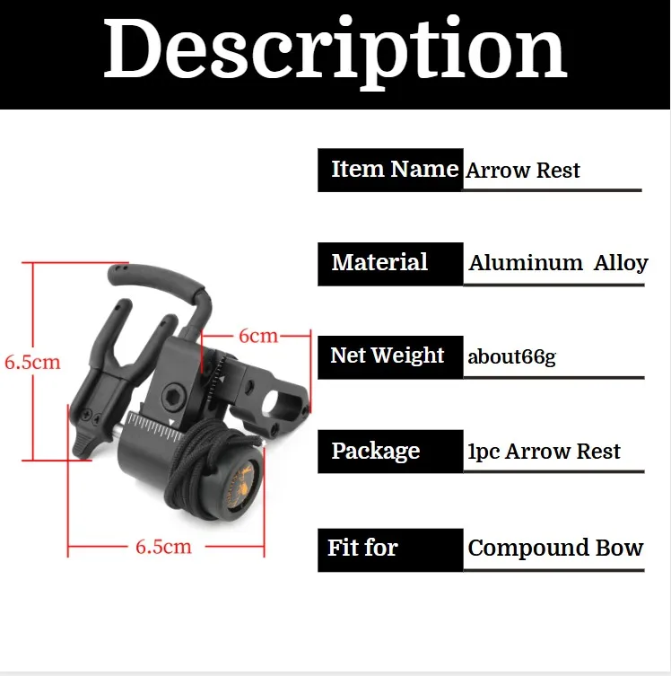 Soporte de flecha para tiro con arco y flecha, aleación de aluminio, compuesto, para tiro con arco, LH/RH, 1 ud.