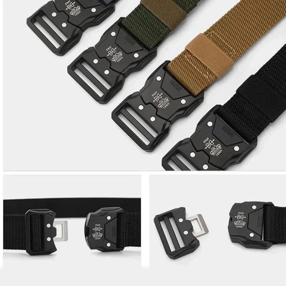 เข็มขัดหัวเข็มขัดสำหรับผู้ชายสำหรับกิจกรรมกลางแจ้ง ปลดล็อคได้รวดเร็ว ใช้ได้กับชุดลำลองและชุดกีฬา ทนต่อการขีดข่วนและการสึกหรอ