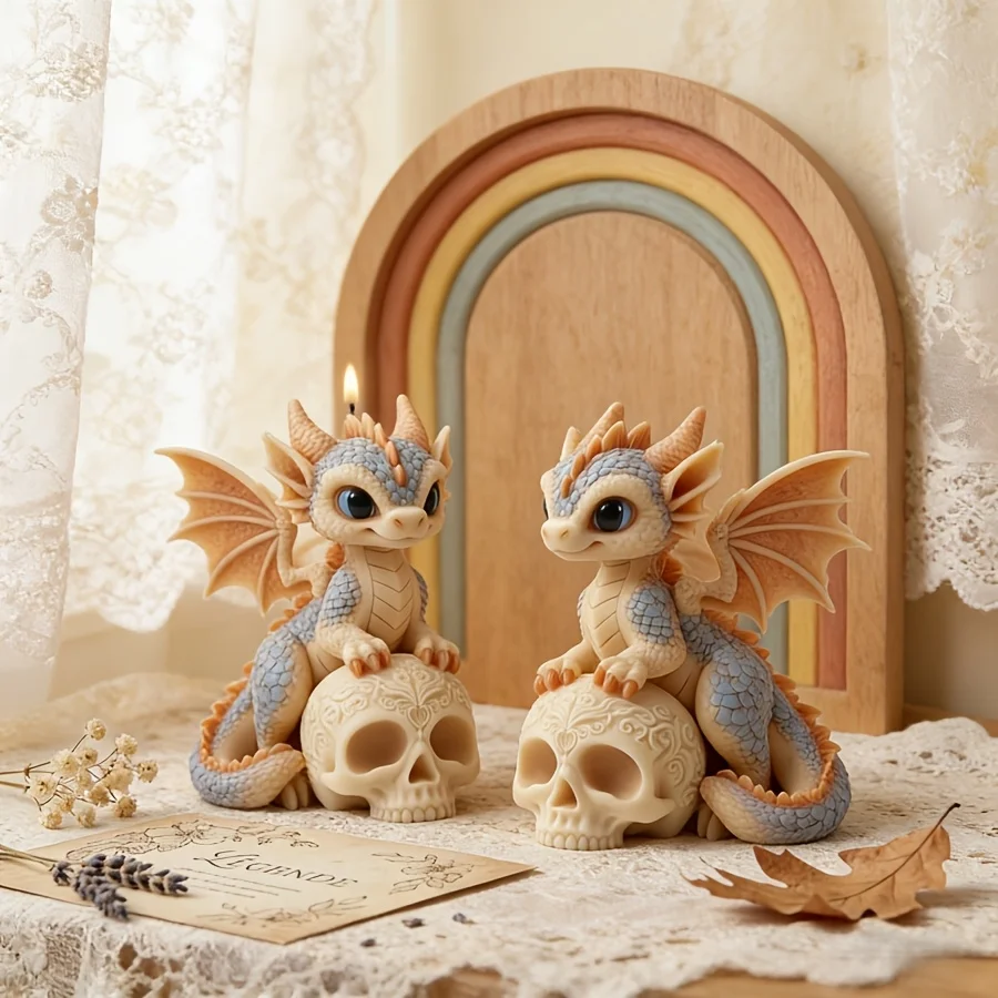 DIY Resin Mold for Selling Small Dragon Skull Candle Ornaments,  Making Dropper Gypsum Candles, Products,  and Silicone Molds view 4