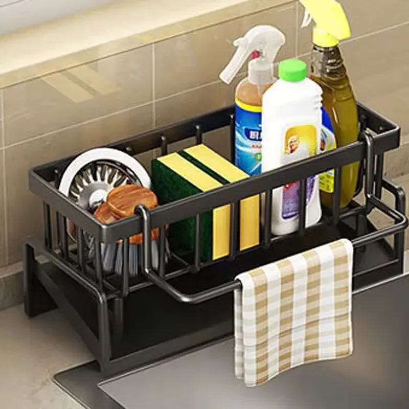 Sink drain rack non-stainless steel sponge rack faucet storage soap rack towel rack shelf storage rack kitchen accessories image 6