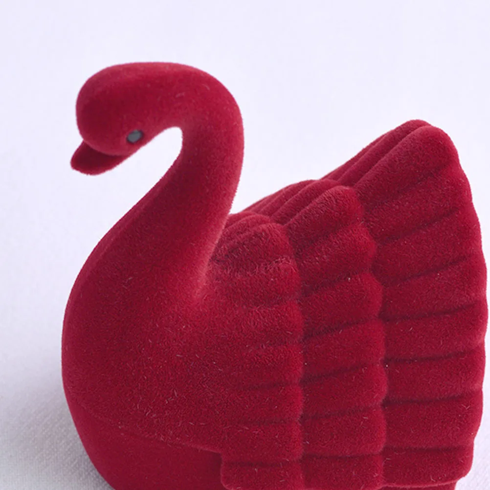 

2pcs Swan Shape Jewelry Case Fashion Jewelry Box Exquisite Ring Case Portable Storage Box for Girls Women (White + Pink)