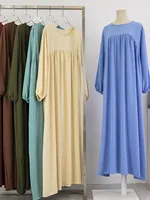 Abaya de luxe pour femmes musulmanes, robe longue unie, tenue modeste pour le Ramadan, Kaftan Femme Musulmane, vêtements islamiques africains 2