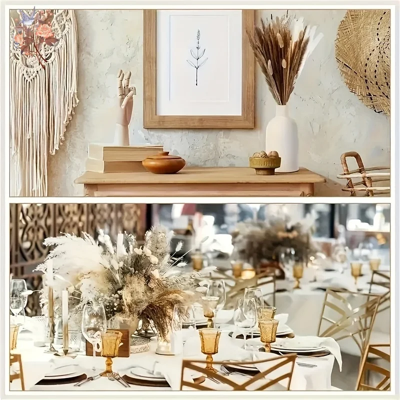 80pcs Artificial Flowers Home Decor Dried Pampas Grass DIY Flower Arrangement Wedding Bouquet Centerpiece Party Vase Ornament - Image 4