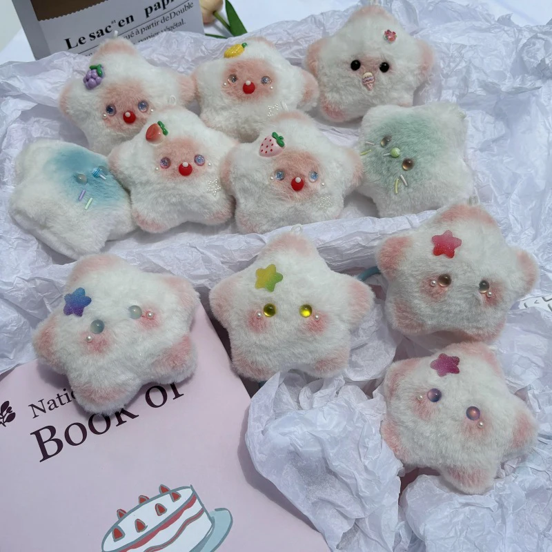 Cartoon pluszowa gwiazda brelok do kluczy z ozdobą moda zabawny brelok do kluczyków samochodowych wykwintna kreatywna dekoracja tornistra akcesoria prezenty