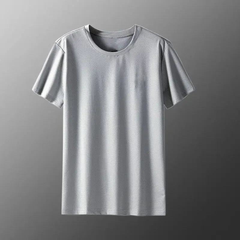 2pcs Mesh Breathable T-shirt Men Cool Down 5 ℃ Cold Feeling Summer Short Sleeve Quick-drying Sports Thin T-shirt