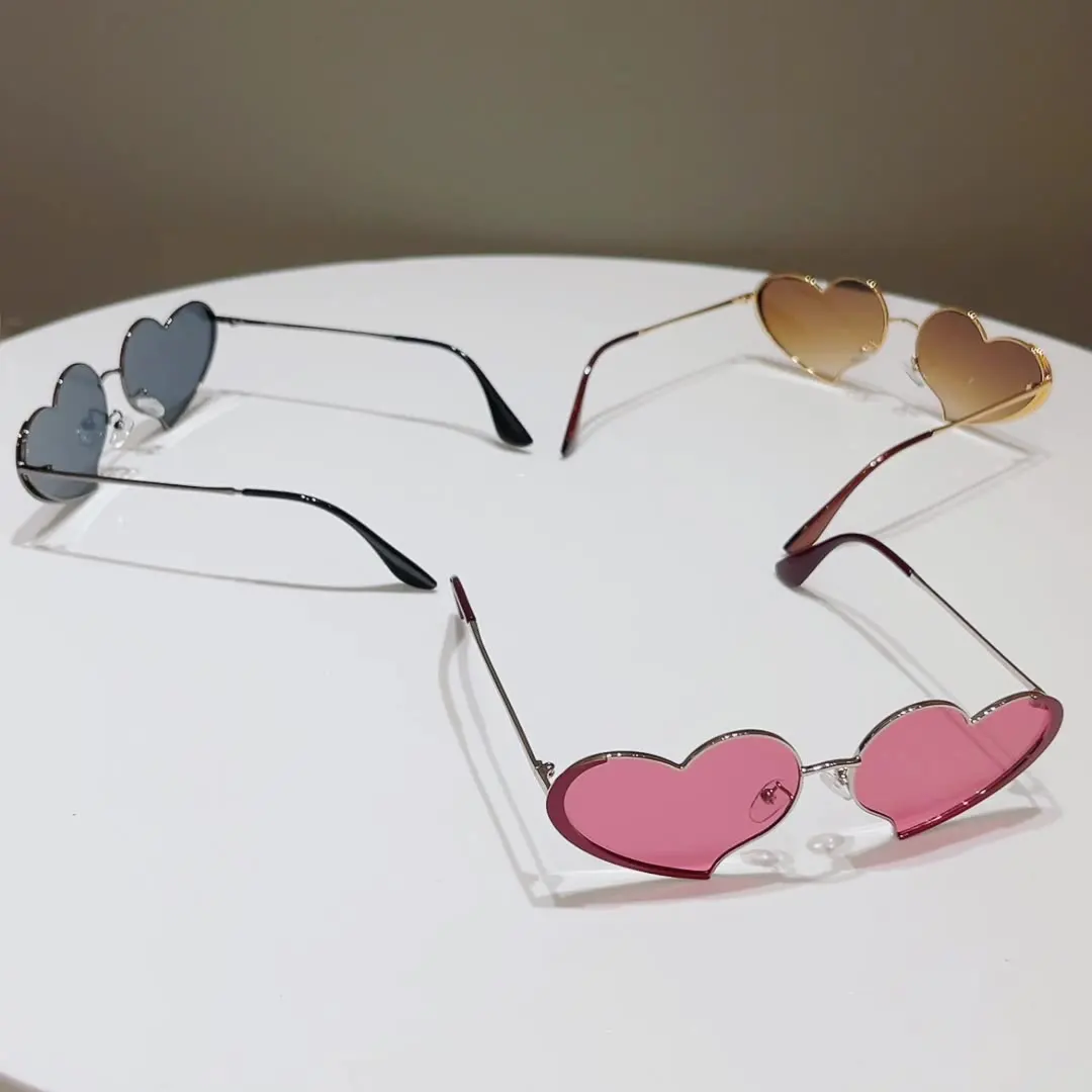 European and American Personalized Metal Fashion Heart-Shaped Glasses Sweet and Cute Women's Love Sunglasses