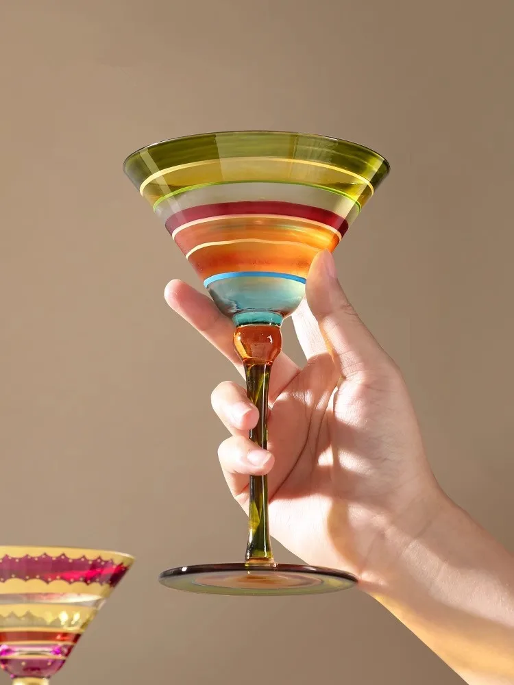 

Creative Painted Martini Wine Glasses, Cocktail Glasses, Tall Glasses, Household Glass Cup, High-quality And Stylish Gifts