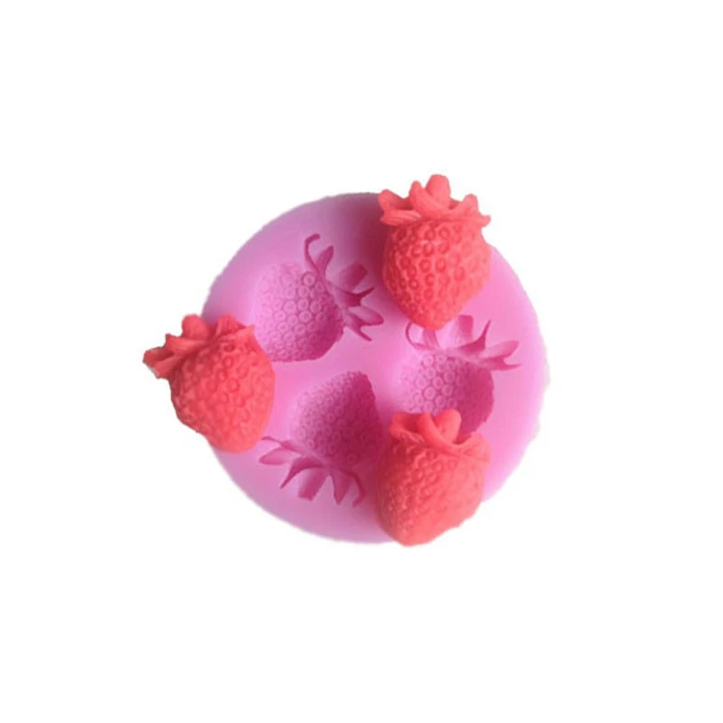 Three Holes Strawberry Fruit Silicone Mold Sugar Craft Tools Fondant Molds Fruit Chocolate Moulds For Cakes Decorating Tools