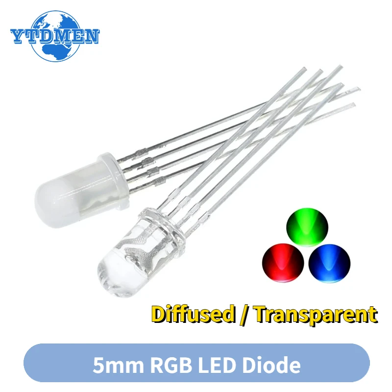 50PCS 5mm Full-color LED RGB Red/green/blue Common Cathode/Anode Diodes F5 Diffused / Transparent Highlight for Arduino