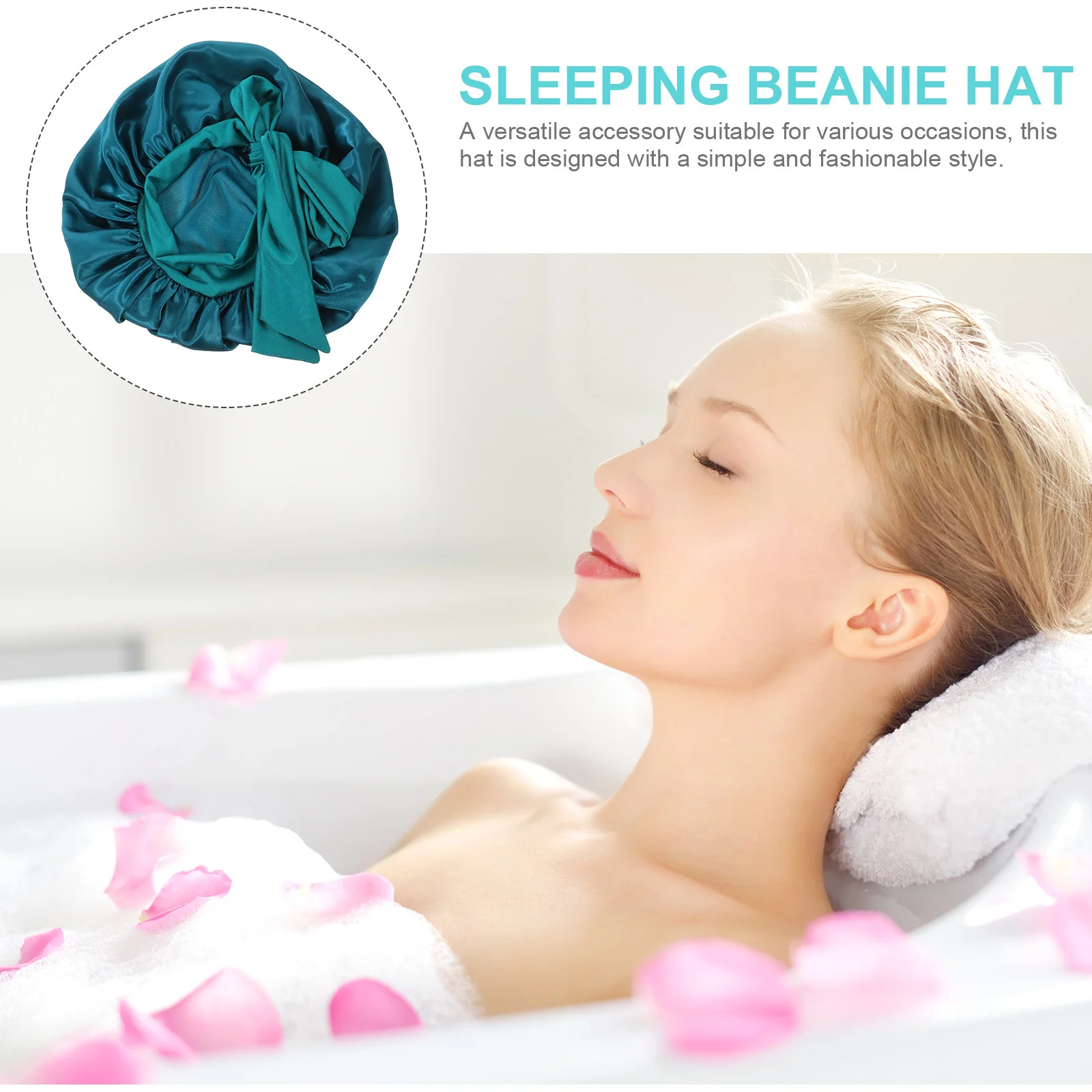 الصلبة اللون واسعة حافة بونيه لطيف Bowknot الطازجة نابضة بالحياة لهجة حماية الشعر ماكياج يطلق النار النوم الأغطية للنساء الشعر #3