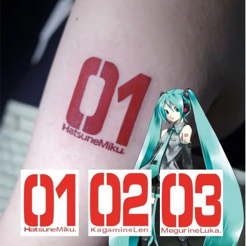 5Pcs Stickers Japan Anime Mi ku Waterproof long-lasting COS0203 arm sticker peripheral Hat sune cosplay accessories stickers image 2